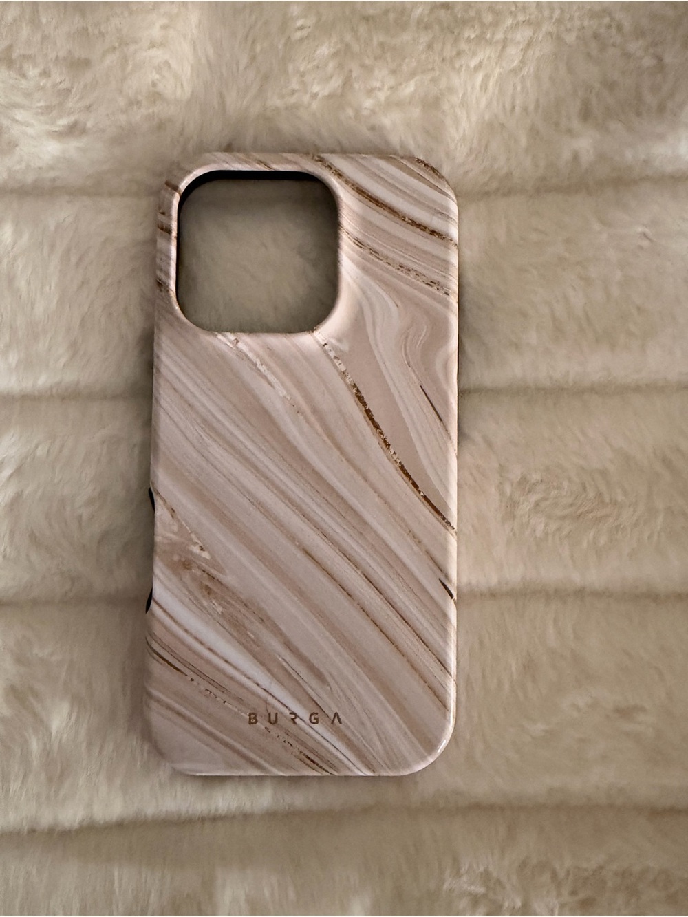 Marble Stripe Beige and Gold iPhone 16 Pro Case